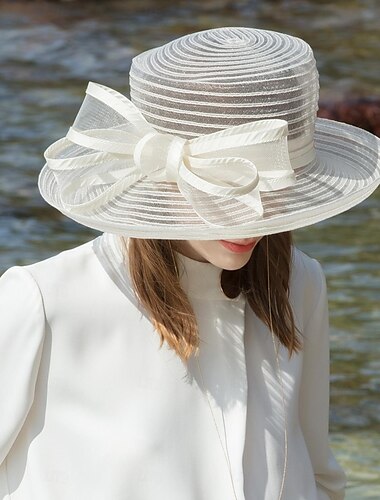  Chapéus de fibra balde chapéu de disquete chapéu de sol casamento casual elegante casamento com bowknot boné headpiece
