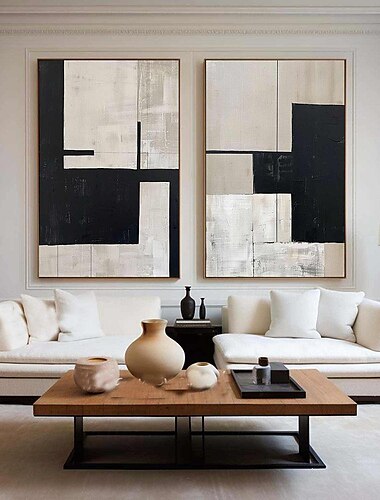  Pintura al óleo minimalista en beige y negro, arte de pared hecho a mano, pintura con textura en beige, arte de pared wabi-sabi, pintura minimalista en beige, pintura neutra para decoración de sala