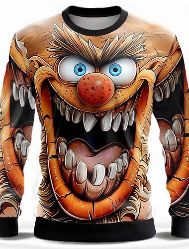  Herren Lustig Sweatshirts Sweatshirt Pullover Langarm Sweatshirt Rundhalsausschnitt Modisch Cowboy 3D-Druck Herbst Winter