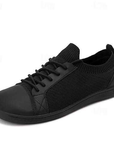  Herren Casual Barfußschuhe – Leichte Atmungsaktive Weiße Sneakers mit Schnürung für Gehen, Reisen und Alltag