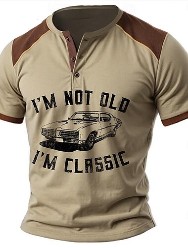  Herren Cowboy T Shirt Henley Shirt Kurzarm 3D-Druck Retro Vintage westlicher Stil Strasse Casual Täglich Sommer Frühling Leicht Braun Blau Braun Henley Henley T-Shirt