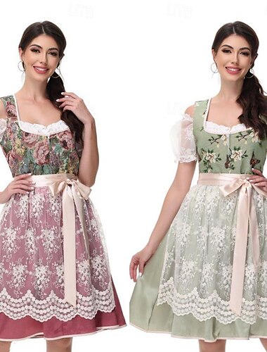  Robe costume Dirndl Oktoberfest pour femmes Carnival Trachtenkleider Maid style traditionnel allemand Munich Wiesn pour Oktoberfest