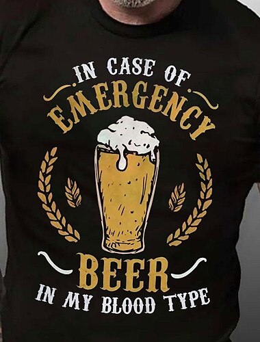 Herren Mit Buchstaben bedruckt Lustig Bier T Shirt T-Shirt Baumwolle Kurzarm Grafik Hemd Schwarz Dunkelblau Bequemes T-Shirt Straße Sport im Freien Modedesigner-Kleidung