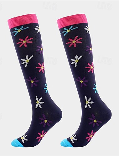  Calcetines de compresión Calcetines Deportivos Calcetines para correr 1 Par Bloque de Color Mujer Calcetines de tubo Transpirable Reductor del Sudor Cómodo Entrenamiento de gimnasio Baloncesto