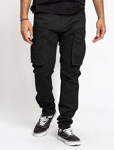  Hombre Pantalones cargo Pantalones tácticos Pantalones Botones Multi bolsillo Plano Listo para vestir Exterior Diario Acampada y Senderismo Moda Clásico Dunkelkaki Negro