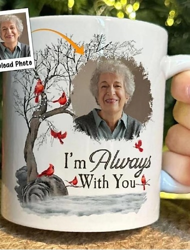  Gepersonaliseerde foto mok herdenkingsbeker ik mis je foto mok - Ik ben altijd bij je - Attent kerstcadeau voor familie en vrienden - Aangepaste keramieken mok