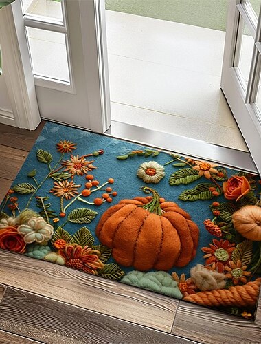  Herbst Quilt Kürbis Fußmatte Küchenmatte Bodenmatte rutschfester Bereich Teppich ölfester Teppich Indoor Outdoor Matte Schlafzimmer Dekor Badezimmermatte Eingangsteppich
