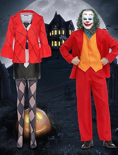 couples joker joker: folie à deux harley quinn joker clown cosplay costume tenues halloween groupe couples costumes adultes hommes femmes cosplay fête halloween carnaval costumes d'halloween faciles