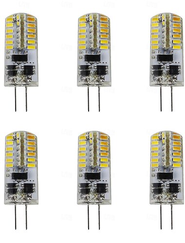  6 uds g4 luces led bi-pin 400 lúmenes 4w 48 cuentas led smd 3014 blanco cálido blanco 12 v