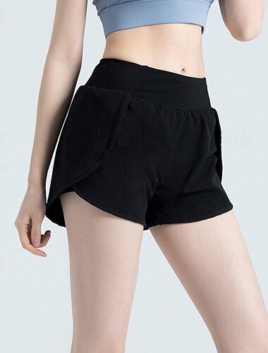  Damen Fitnessshorts Yogashorts Trainingsshorts mit handytasche Yoga Fitnesstraining Pilates Shorts Schwarz Blau Purpur Sport Sportkleidung Dehnbar Schlank