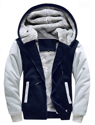  Men's Zip Up Hoodie Full Zip Hoodie Fleece Jacket Black Blue Light Grey Dark Gray Hooded Color Block Zip Up Patchwork Pocket Sports & Outdoor Daily Holiday Polyester Streetwear Basic Casual Fall