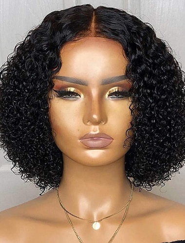  perucas curtas bob para mulheres kinky encaracolado transparente perucas dianteiras do laço encaracolado cabelo humano bob perucas 13x4 x1 tpart perucas frontais do laço brasileiro encaracolado bob