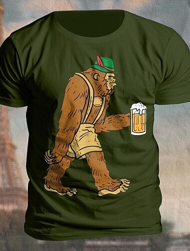  Herren Lustig Affenkönig Bier T Shirt T-Shirt Baumwolle Kurzarm Grafik Hemd Schwarz Armeegrün Dunkelblau Bequemes T-Shirt Straße Sport im Freien Modedesigner-Kleidung