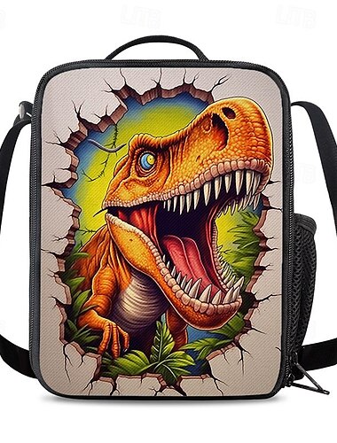  Isolierte Lunchtasche für Kinder mit Dinosauriern und T-Rex-Design für die Schule und Outdoor-Aktivitäten