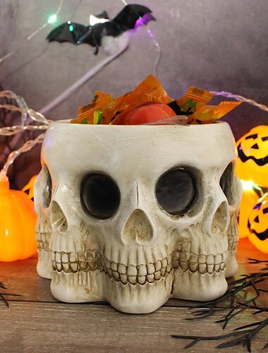 halloween flersidet kranieharpiksplantemaskine - unik kreativ sukkulentpotte - halloween slikskål - uhyggelig grøn plantepottedekoration