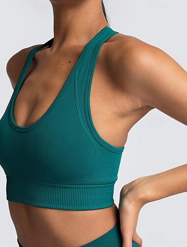  Damen Leichte Unterstützung Sport Bustier bh Sport-BH Bustier Ringer-Rücken-Kleid Rückenfrei BH-Oberteil Gefüttert Fitness Freizeit Sport Laufen Atmungsaktiv Leichtgewichtig Weich Burgund Dunkelgrün