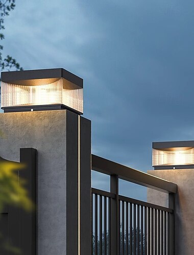  led buitenwandlamp warm wit 30 / 40cm 1-lichts vierkante buitenpostlamp waterdicht e26 / e27 binnenplaats pijlerlampen voor huis veranda patio 110-240v