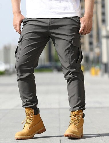  Men's Cargo Pants Tactical Pants Trousers Elastic Waist Multi Pocket Plain Wearable Outdoor Daily Camping & Hiking Fashion Classic Black Army Green