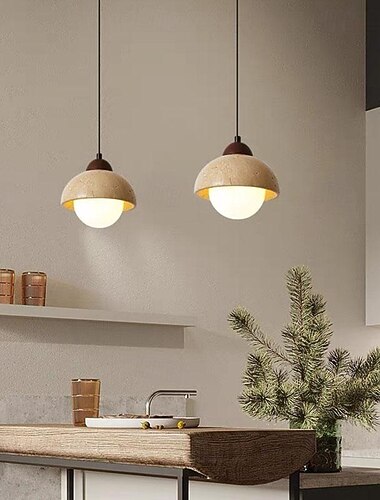  אור תליון led אבן לבן חם 15 ס"מ 1-אור אהיל מתכת מינימליסטי נברשת שיש עגול נברשת תקרה בסגנון סיני מנורת תליית תקרה למרפסת מרפסת מסדרון 110-240v