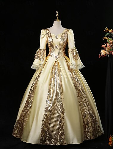  Gótico Victoriano Inspirado en la vendimia Vestidos Ropa de Fiesta Vestido de fiesta de graduación Princesa Shakespeare Color sólido Vestido de Gala Mujer Real Víspera de Todos los Santos Carnaval