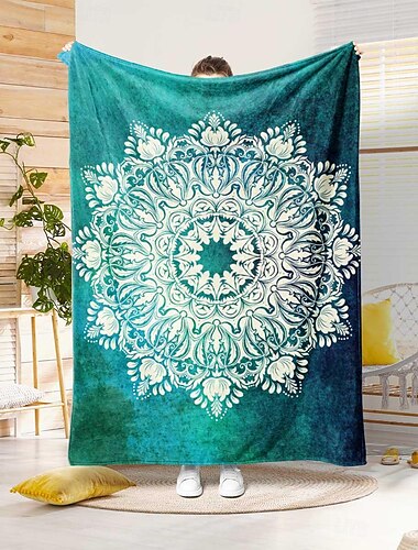  manta de mandala nórdica - design de mandala elegante e intrincado - tecido macio e aconchegante - perfeito para adicionar um toque de elegância nórdica à decoração da sua casa