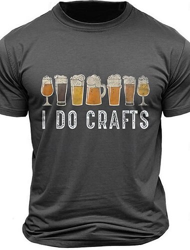  Per uomo Birra Stampa lettera Maglietta Cotone Manica Corta Grafico Camicia Nero Verde militare Grigio scuro Maglietta comoda Streetwear Sport all'Aperto Abbigliamento di stilista