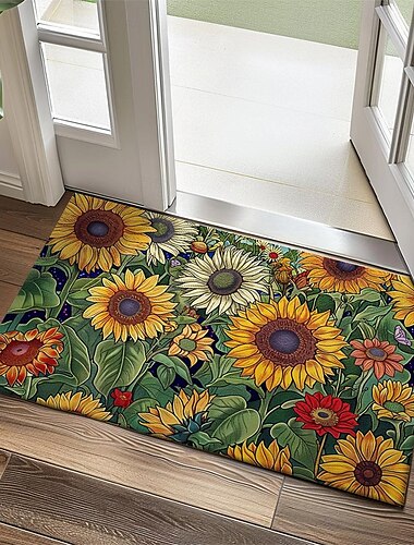  Felpudo de girasoles otoñales, alfombra de cocina, alfombra antideslizante, alfombra a prueba de aceite, alfombra interior y exterior, decoración de dormitorio, alfombra de baño, alfombra de entrada