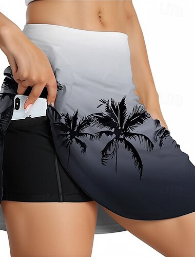  Damen Hosenrock Shorts Fahhrad Röcke Race Fit (engangliegende Passform für Rennen) Sport Palme Atmungsaktiv Schnelltrocknend Hochelastisch Komfortabel Purpur Khaki Spandex Bekleidung Fahrradbekleidung