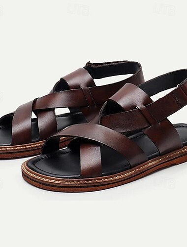  Herrensandalen aus hochwertigem Rindsleder – bequeme Sommerschuhe mit Kreuzriemen für Freizeit und Abendgarderobe
