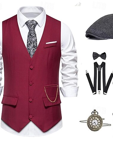  Retro Antiguo Rugido 20s 1920s Sombreros Accesorios Chaleco El gran Gatsby Caballero Moda Hombre Navidad Víspera de Todos los Santos Carnaval Fiesta de baile Despedida de Soltera Festival Adulto