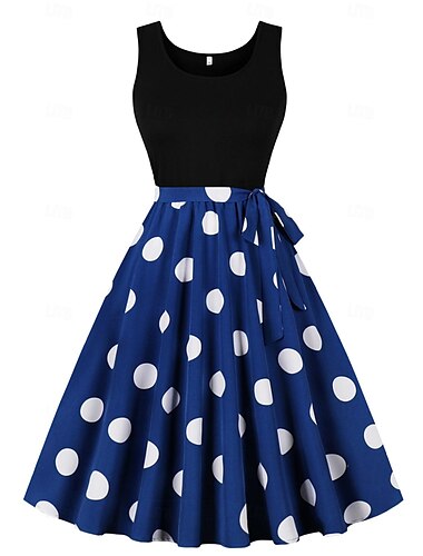  Retro Vintage 1950er Cocktailkleid Kleid A-Linie Kleid Blumen Tupfen Damen Karneval Maskerade Alltagstauglich Junggesellinnenabschiedsparty Erwachsene Kleid Abschlussballkleider