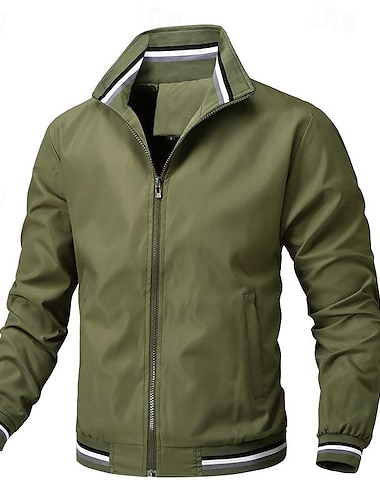  Herren Leichte Jacke Bomberjacke Täglich Urlaub Tasche Frühling & Herbst Glatt Modisch Klassisch Kargen Standard Schwarz Weiß Gelb Hellgrün Dunkelblau Jacken