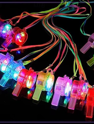  LED-Leuchtpfeife, leuchtende Pfeifen, blinkende Krachmacherpfeifen, Schlüsselband-Halskette, leuchtet im Dunkeln, Hochzeit, Geburtstagsparty