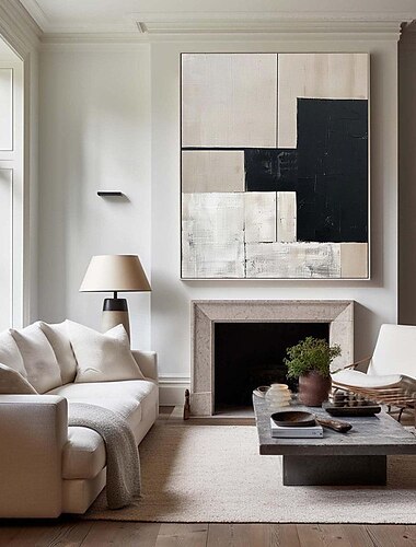  beige und schwarz minimalistisches Ölgemälde handgemachte Wandkunst beige Strukturgemälde Wabi-Sabi Wandkunst beige minimalistisches Gemälde neutrales Gemälde für Wohnzimmer Dekor