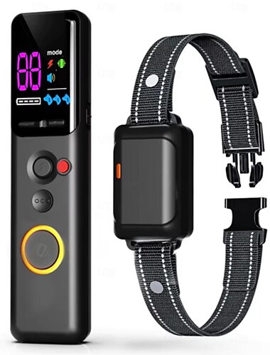  Collar de entrenamiento eléctrico para perros de 1600 pies, control remoto, impermeable, comportamiento de mascota para cachorros de 5 a 120 libras, vibración con botón de bloqueo de choque