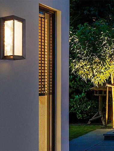  LED utendørs vegglamper varm hvit regntett veggmontert belysning med stripete akryl skjerm verandalys for huset garasje terrasselampe 110-240v