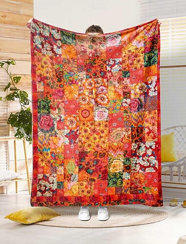  mandala étnico abstracto patrón de empalme manta de franela funda de sofá manta almuerzo de oficina manta de siesta manta de aire acondicionado agradable para la piel niños manta de dormitorio para