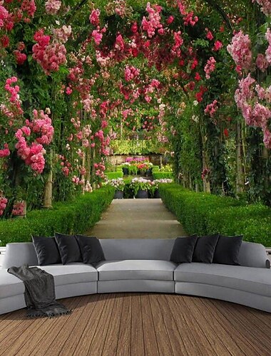  Valentijnsdag groot wandtapijt kunst decor deken gordijn picknick tafelkleed hangend huis slaapkamer woonkamer slaapzaal decoratie natuur landschap tuin pad plant bloemig bloem