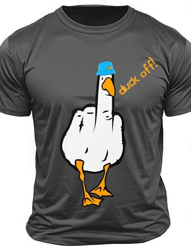  Herren Mit Buchstaben bedruckt Lustig Ente T Shirt T-Shirt 100% Baumwolle Kurzarm Grafik Hemd Schwarz Weiß Dunkelgrau Bequemes T-Shirt Straße Sport im Freien Modedesigner-Kleidung