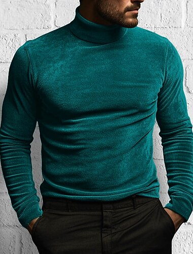 Herren Samt-T-Shirt Langarmshirt Falscher Rollkragen Langarm Rollkragen Sommer Einfarbig Täglich Hawaiianisch Knöpfe Outdoor Straße Lässig Schwarz Weiß Grün Top T-Shirt für Herren   Herren Samt-T-Shirt Langarmshirt Falscher Rollkragen Langarm Rollkragen Sommer Einfarbig Täglich Hawaiianisch Knöpfe Outdoor Straße Lässig Schwarz Weiß Grün Top T-Shirt für Herren