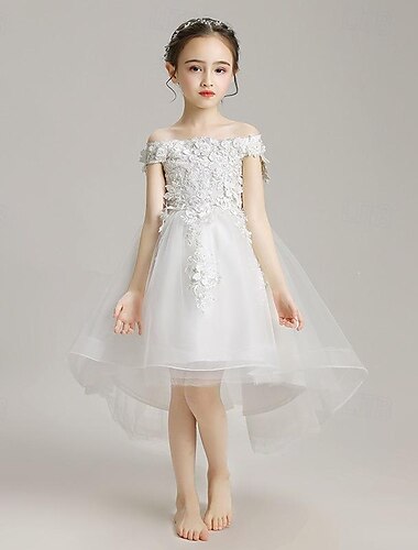  Baby Mädchen Blumenmädchen Kleid Party Kleid Pailletten Ärmellos Leistung Hochzeit Party Gitter Kuschelig Prinzessin Polyester Übers Knie Etuikleid Tüll-Kleid Sommer Frühling Herbst 3-7 Jahre Wei