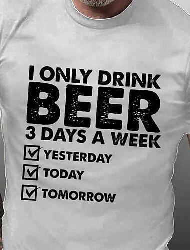  Herren Mit Buchstaben bedruckt Lustig Bier T Shirt T-Shirt Baumwolle Kurzarm Grafik Hemd Schwarz Weiß Dunkelblau Bequemes T-Shirt Straße Sport im Freien Modedesigner-Kleidung