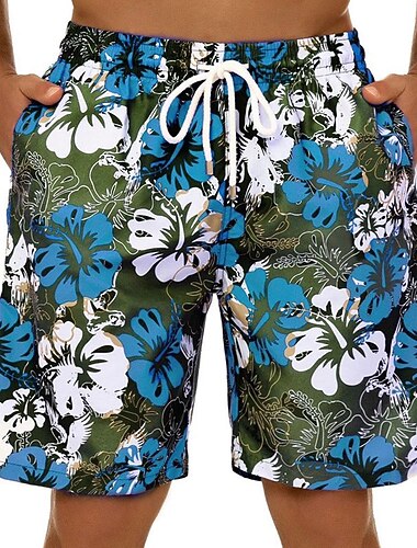  Herre Grafisk Blomst Badeshorts Surf shorts Sommer shorts Medium Talje Gade Hawaiiansk Boheme Afslappet Daglig Ferie Snørelukning med mesh-for Elastisk Talje Designer Tøj