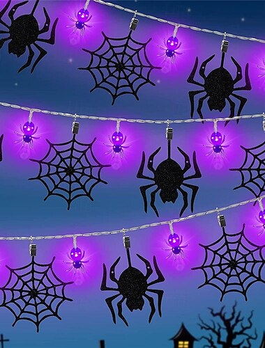  Halloween lichtslingers 1,5m-10led spider lichtslingers met fonkelend ornament banner decoratie op batterijen voor halloween binnen buiten decoraties diy 1pc