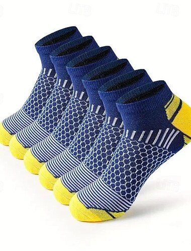  Herren 6 Paare Mehrfachpackungen Socken Laufsport Socken Freizeitsocken Schwarz Weiß Farbe Geometrisch Sport & Natur Täglich Urlaub Grundlegend Mittel Frühling Herbst Modisch Brautkleider schlicht