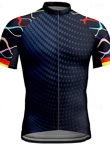  Voor heren Wielrenshirt Kleurenblok Meetkundig Korte mouw Fietsen T-shirt Shirt Kleding Bovenlichaam met 3 achterzakken Bergracen Sneldrogend Ademend Sport Rood Marineblauw Blauw Kleding