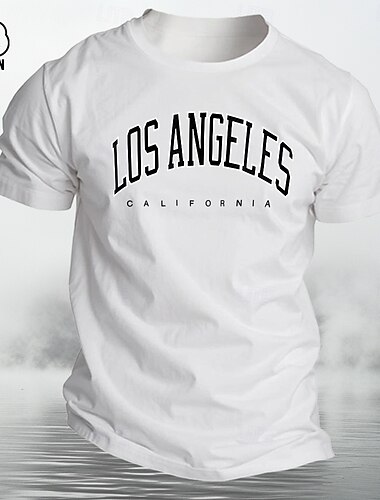  Herren Urban Los Angeles T Shirt T-Shirt 100% Baumwolle Kurzarm Grafik Hemd Schwarz Weiß Dunkelgrau Bequemes T-Shirt Straße Sport im Freien Modedesigner-Kleidung