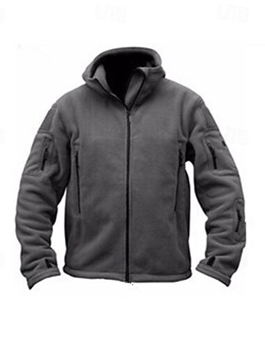  Voor heren Fleecejack voor wandelen Katoen Winter Buitenshuis Warm Zacht Comfortabel Warm tactisch jasje Sportfleece jack met capuchon Winteravontuurjas Volledige rits Klimmen Kamperen / wandelen