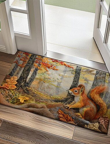  herfst quilt bos eekhoorn deurmat keuken mat vloermat antislip gebied tapijt olie proof tapijt binnen buiten mat slaapkamer decor badkamer mat entree tapijt