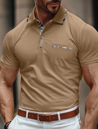  Herren Business-Polo Golfhemd Arbeit Geschäft Kargen Klassisch Kurzarm Basic Modern Farbblock Patchwork Taste Frühling Sommer Regular Fit Hellblau Schwarz Hellgrau Grün Khaki Dunkelblau Business-Polo